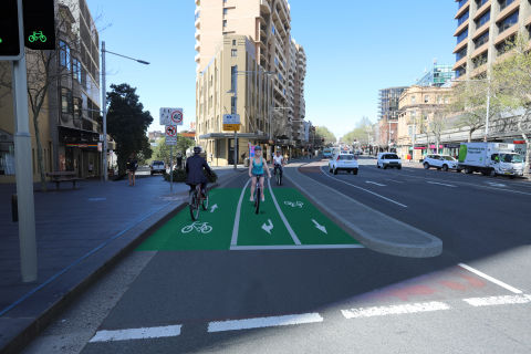 The two-way cycleway will run on the northern side of Oxford Street, with one west-bound traffic lane removed.