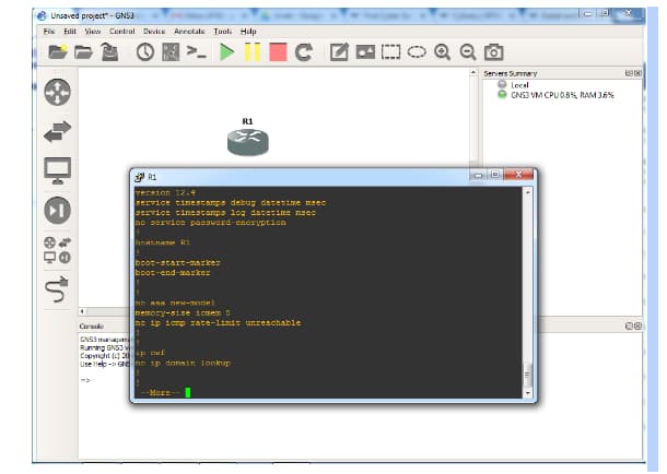 GNS3 GUI application window,