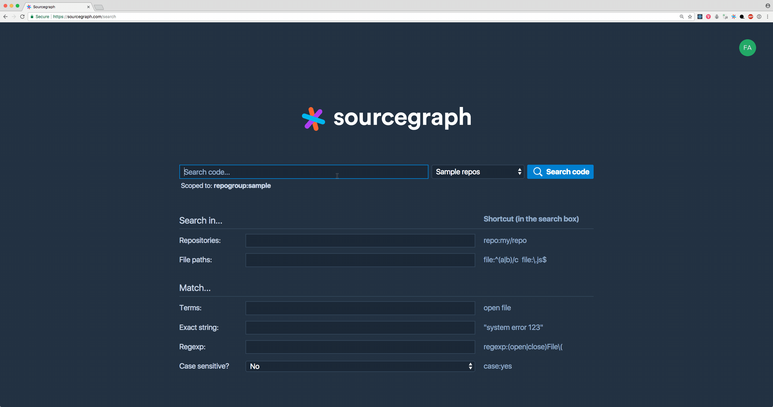 Search scopes demo, a more powerful code search on Sourcegraph