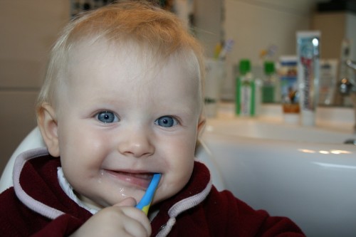 Gnawing on a spoon or toothbrush can help
