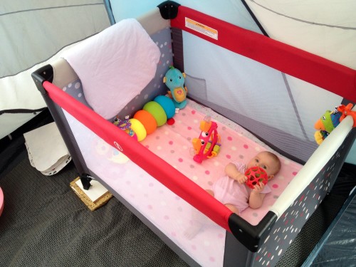The travel cot is key