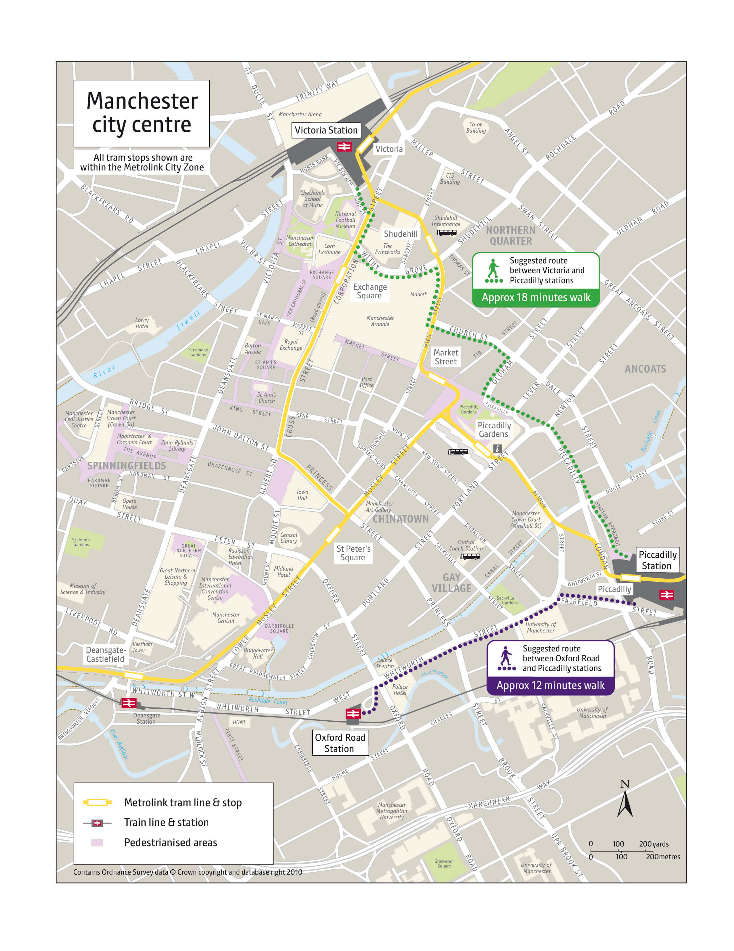 City centre walking routes map July 2017