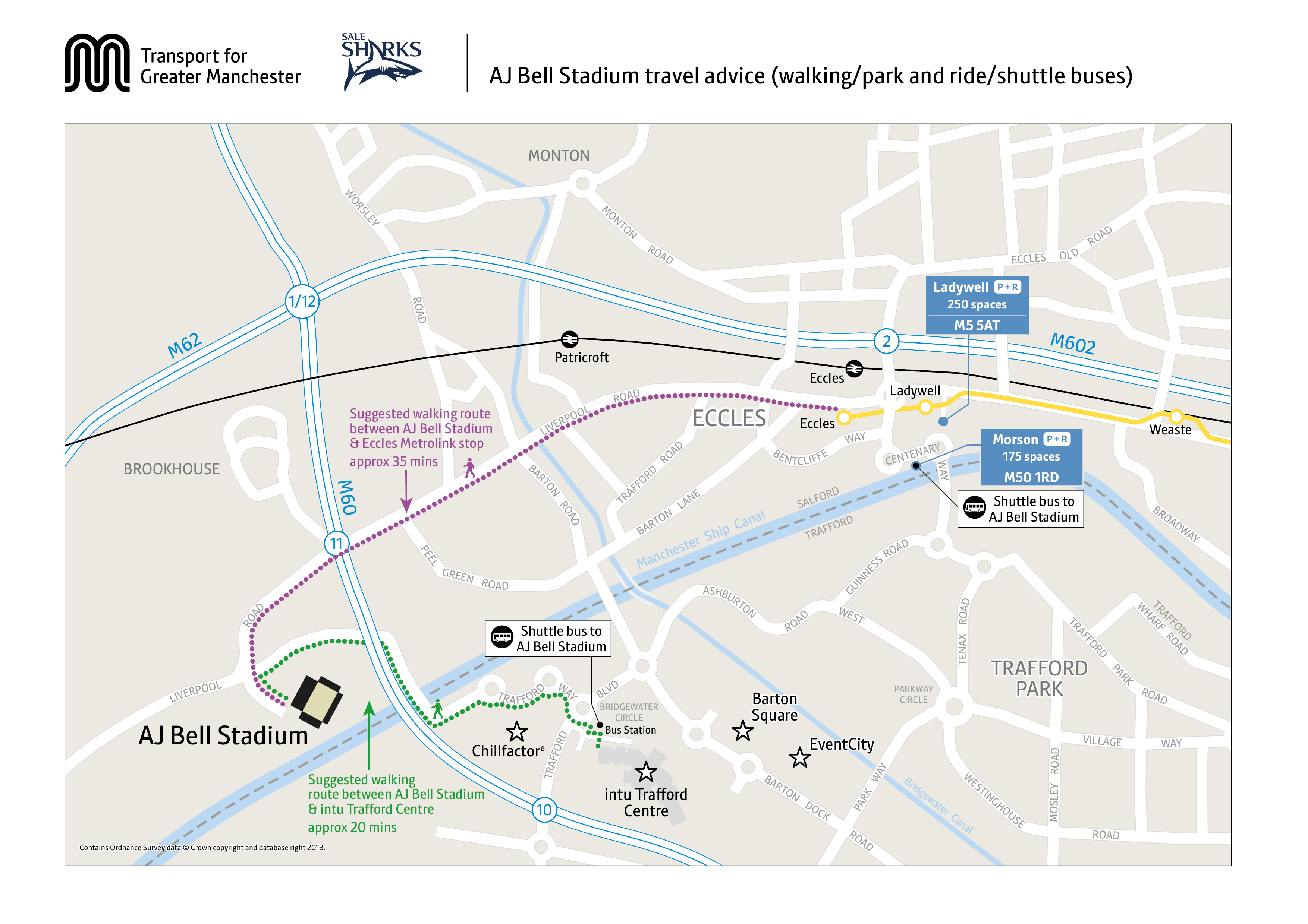 AJ Bell travel advice map (with TC shuttle)