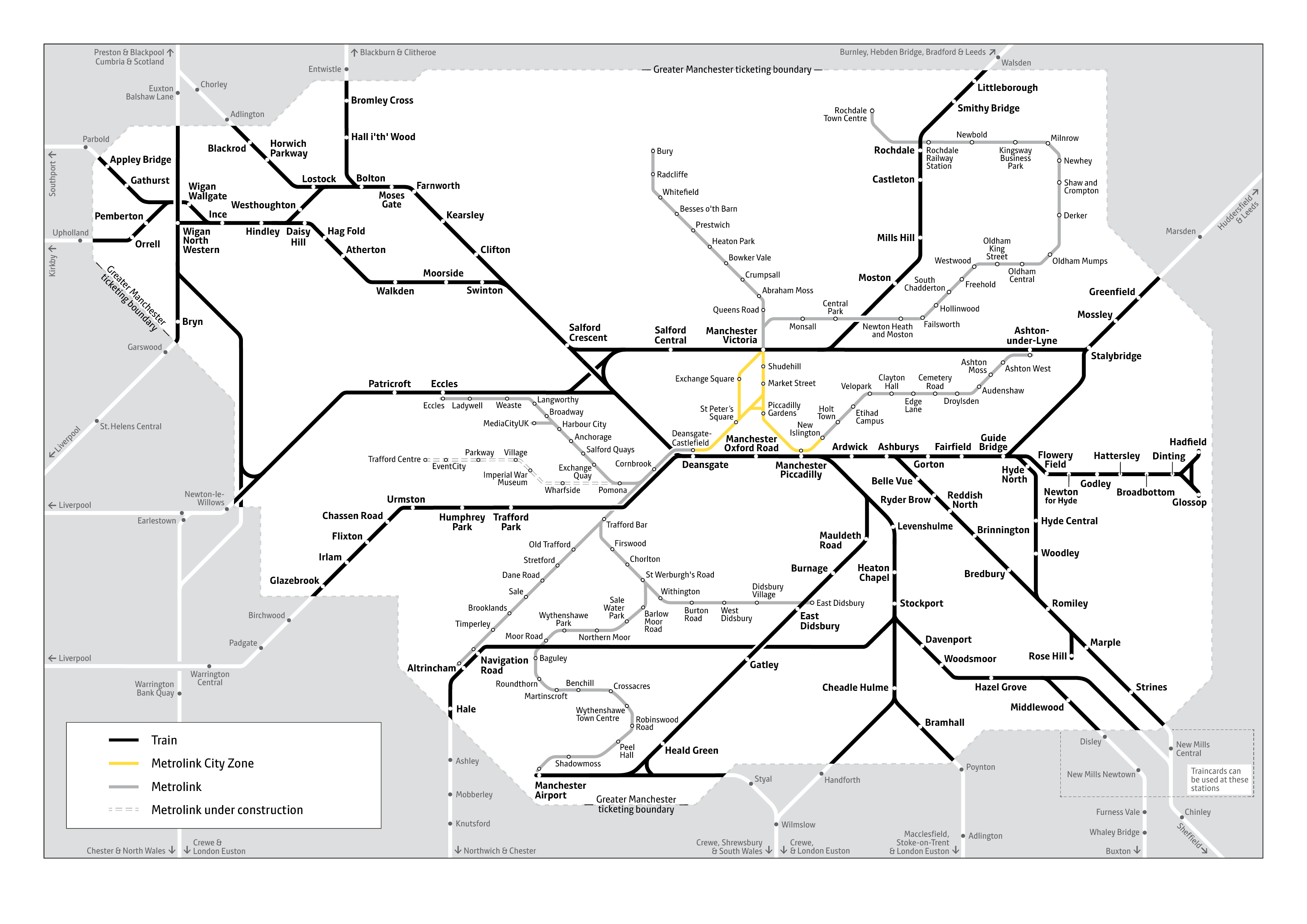 Greater Manchester Rail Tickets Area Map Feb 2018