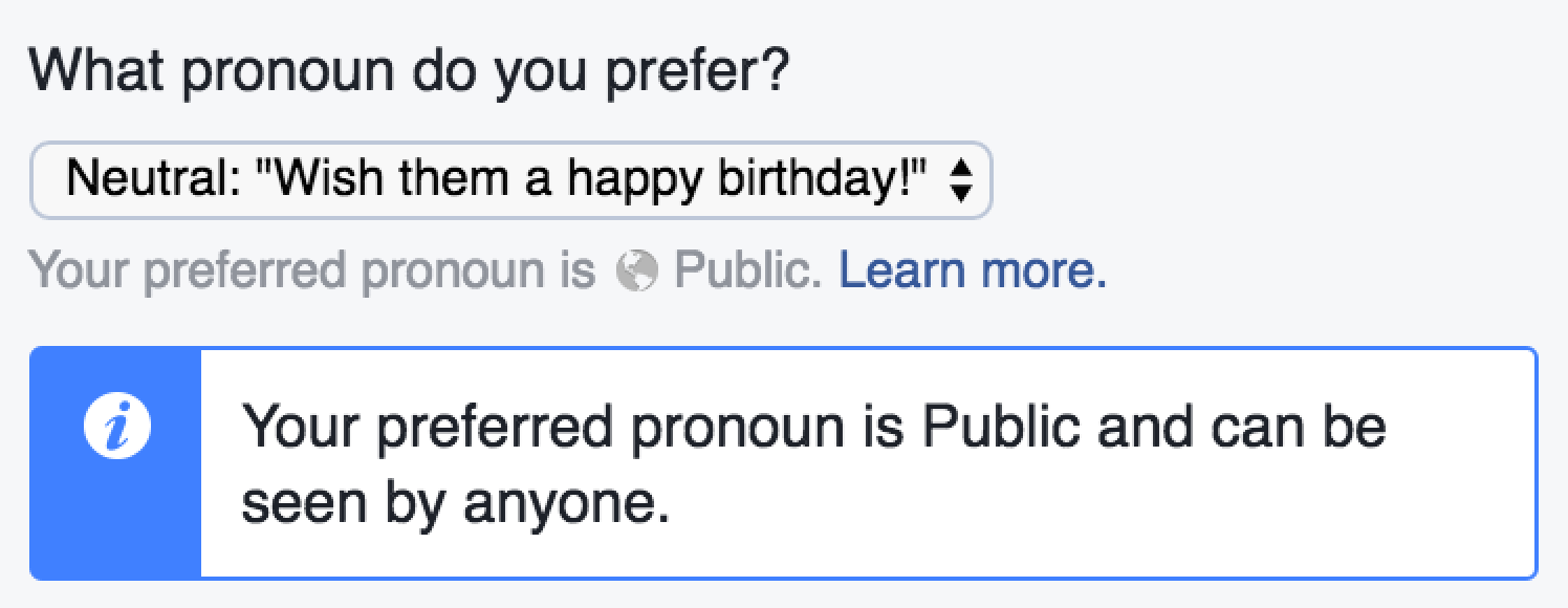 Facebook Preferred Pronoun Option