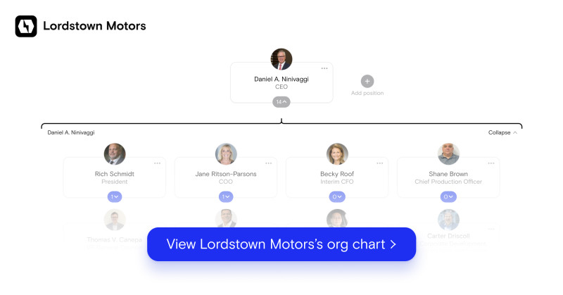 Lordstown Motors Org chart August 27, 2021