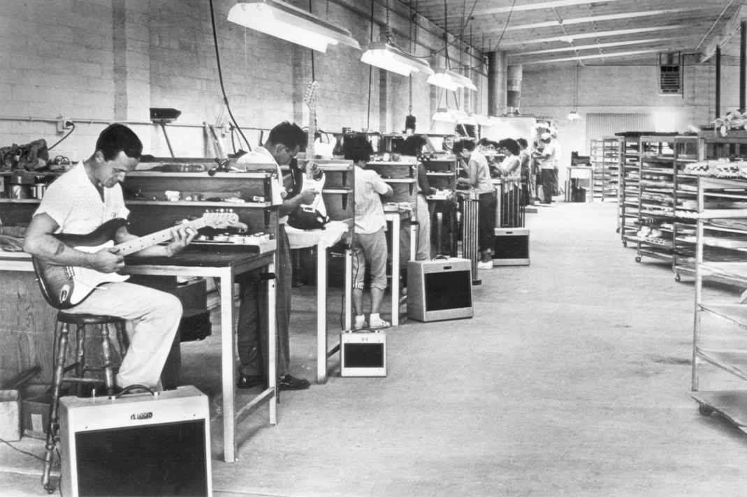 George Fullerton Plays a Stratocaster at the Fender Factory