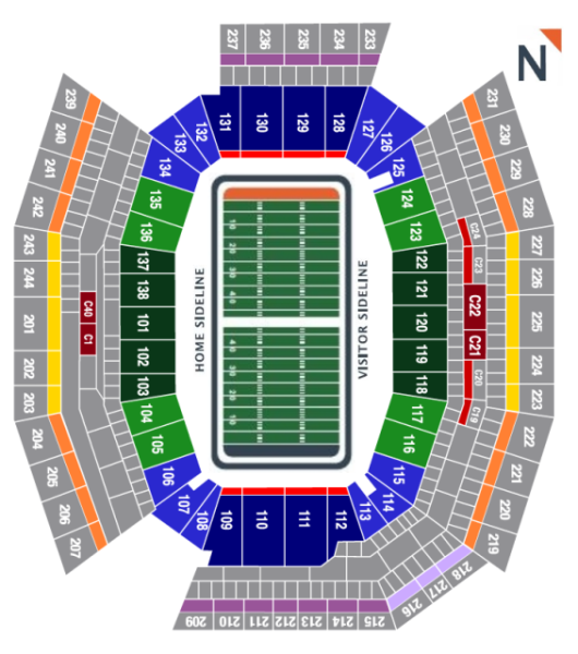 Philadelphia Eagles Seating Chart Map at Lincoln Financial Field