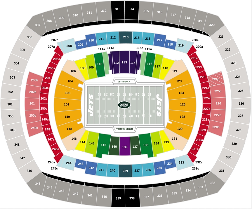 New York Jets Seating Chart at New York Jets