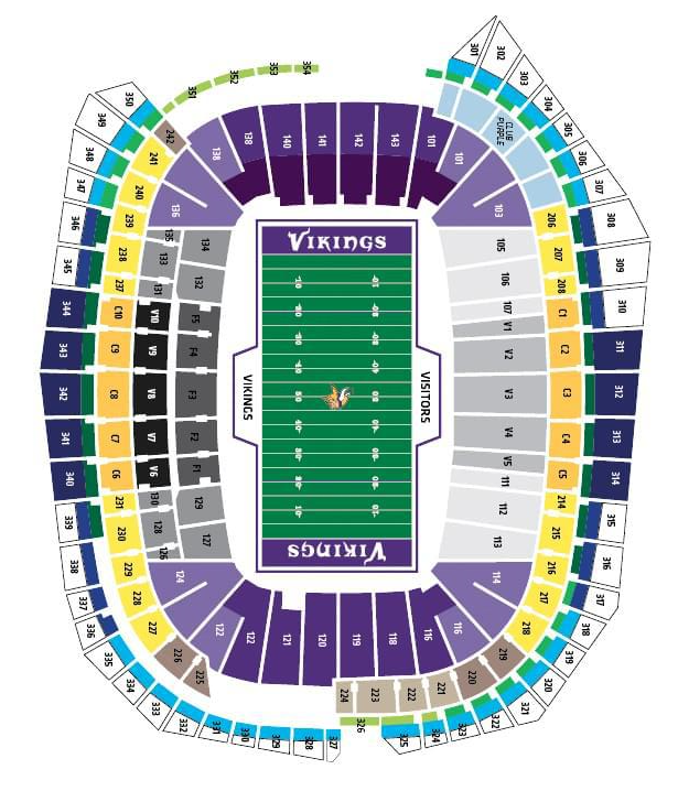 Minnesota Vikings Seating Chart Map At Us Bank Stadium
