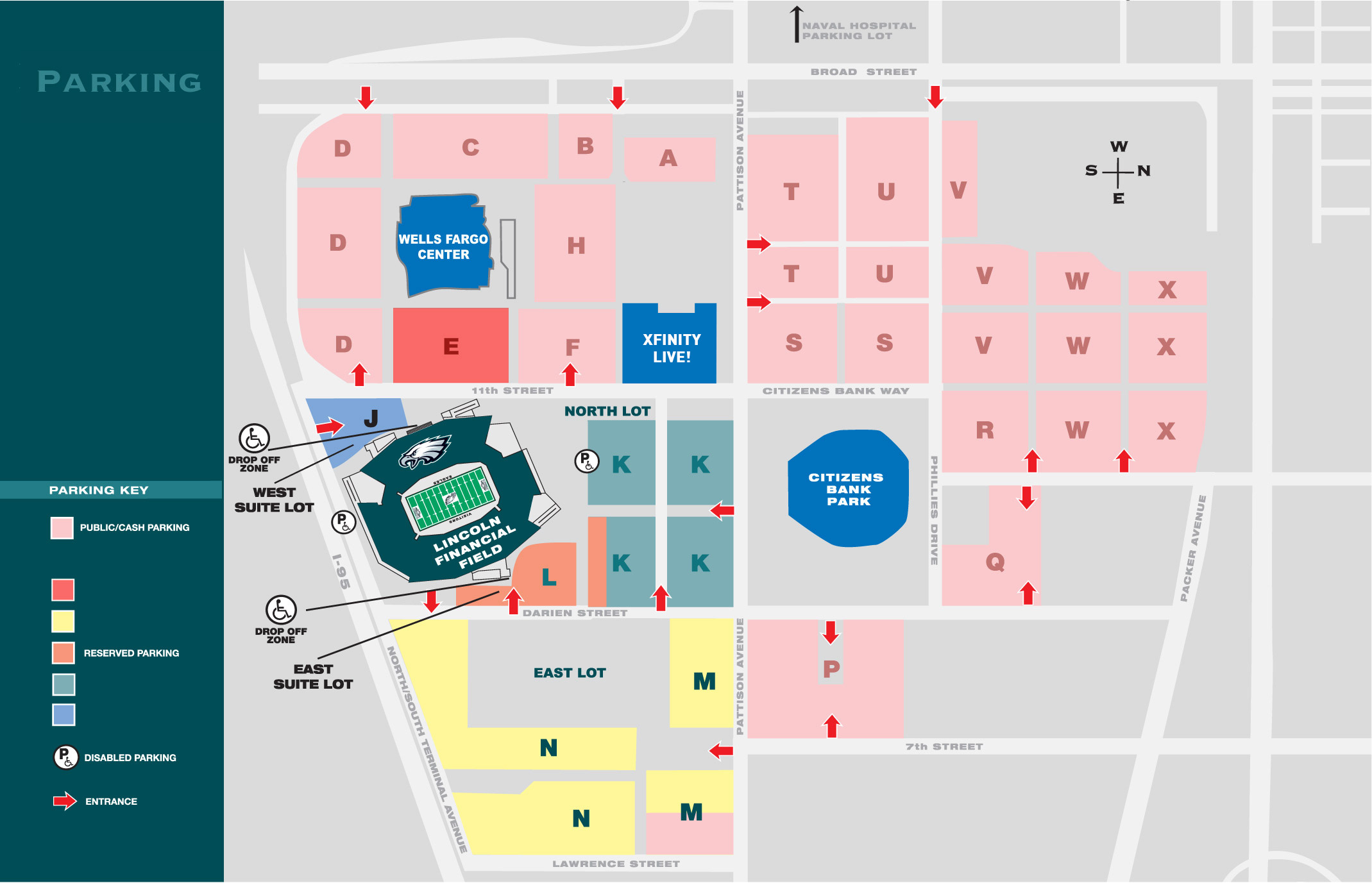 Philadelphia Eagles Parking Lots Map at Lincoln Financial Field