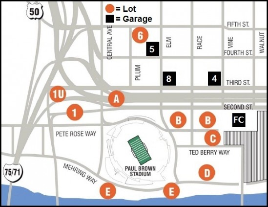 Cincinnati Bengals Parking Map