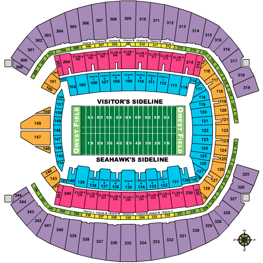 Seattle Seahawks Seating Chart Map at CenturyLink Field