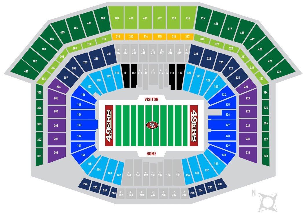 San Francisco 49ers Seating Chart Map at Levi's Stadium