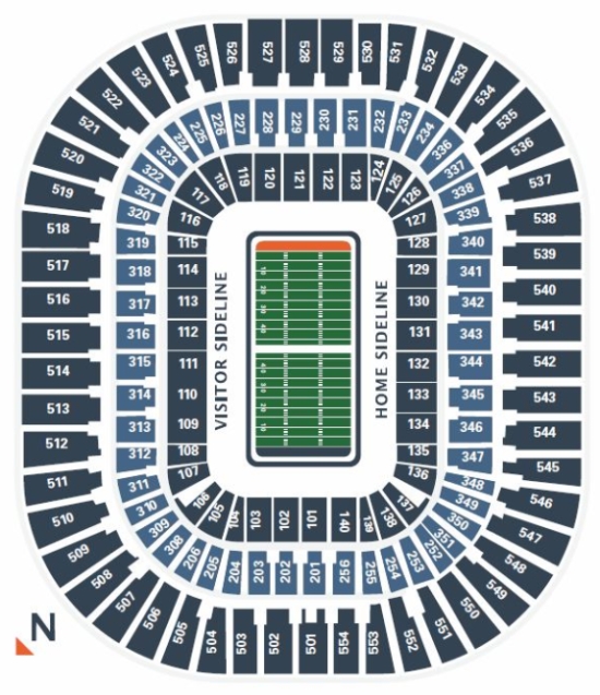 Carolina Panthers Seating Chart Map at Bank of America Stadium