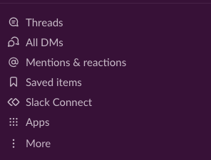 Screenshot of Slack sidebar