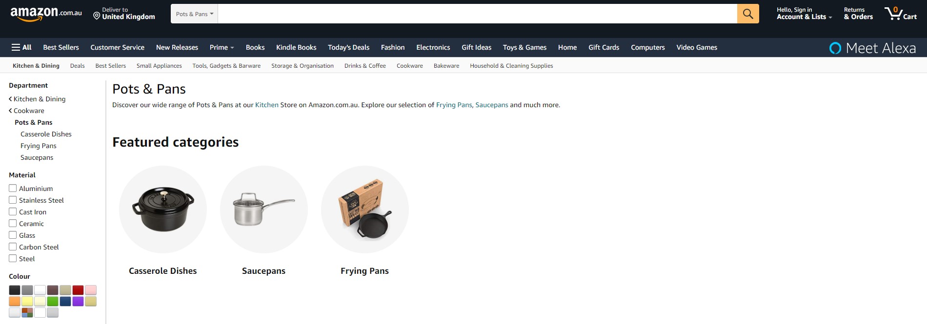 Example of an e-commerce category page