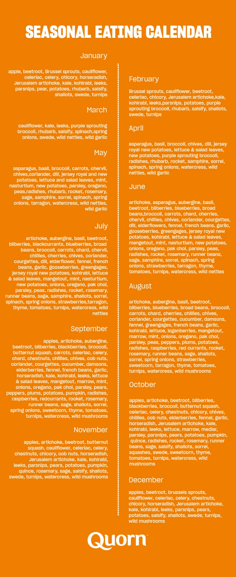 Quorn Seasonal Eating Calendar