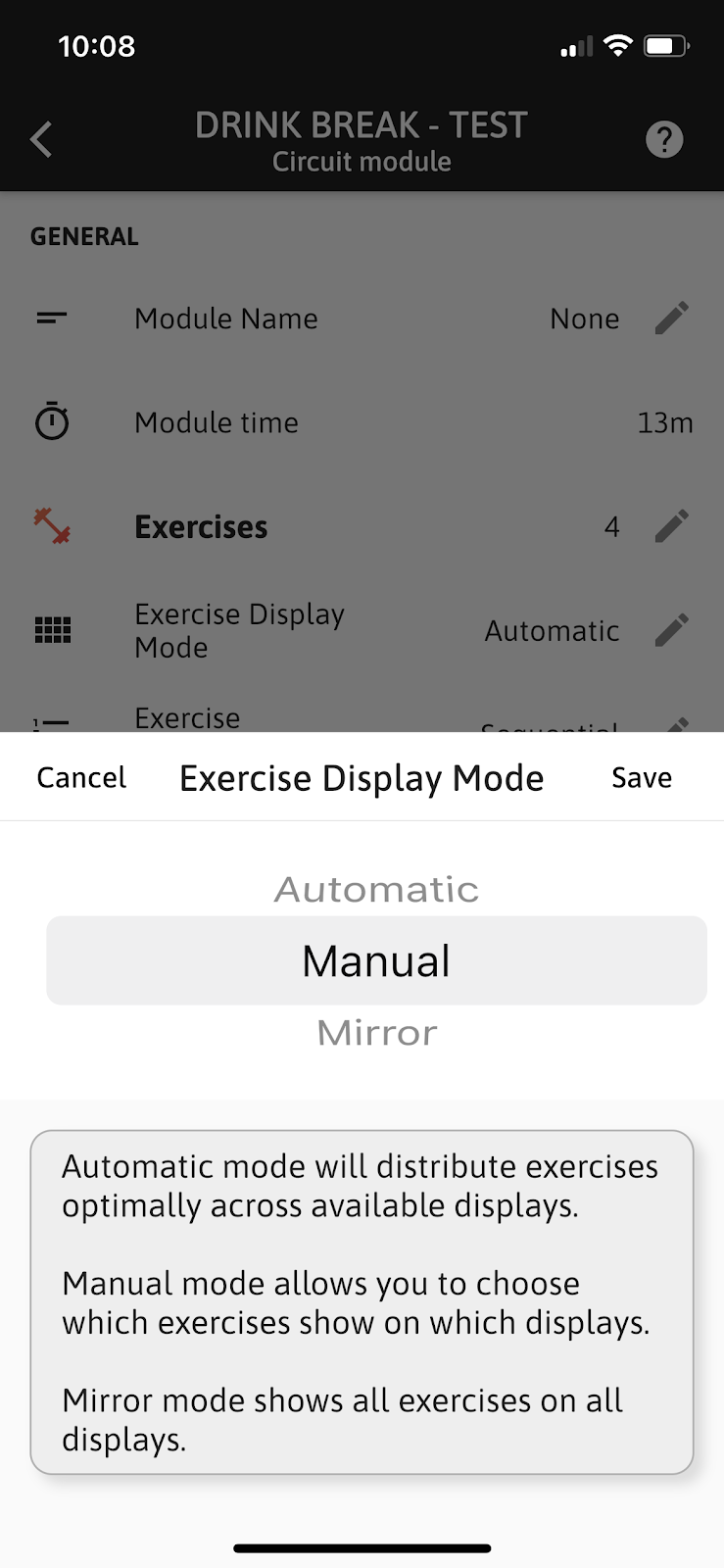 Exercise Display Modes