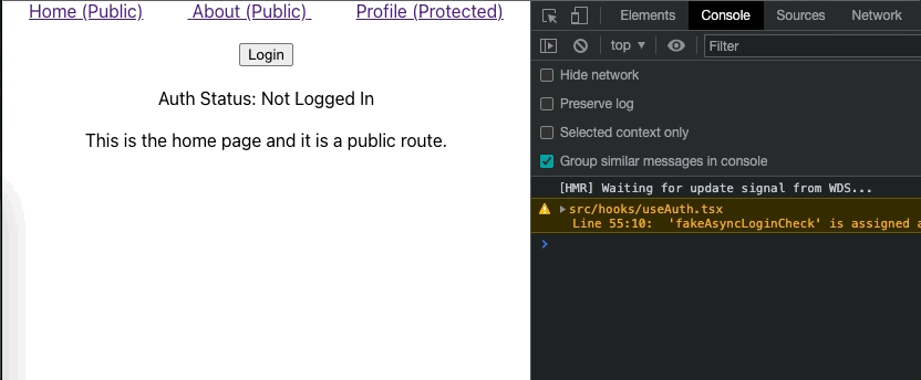 Protected Routes in with Custom Hook & Context · Jeff