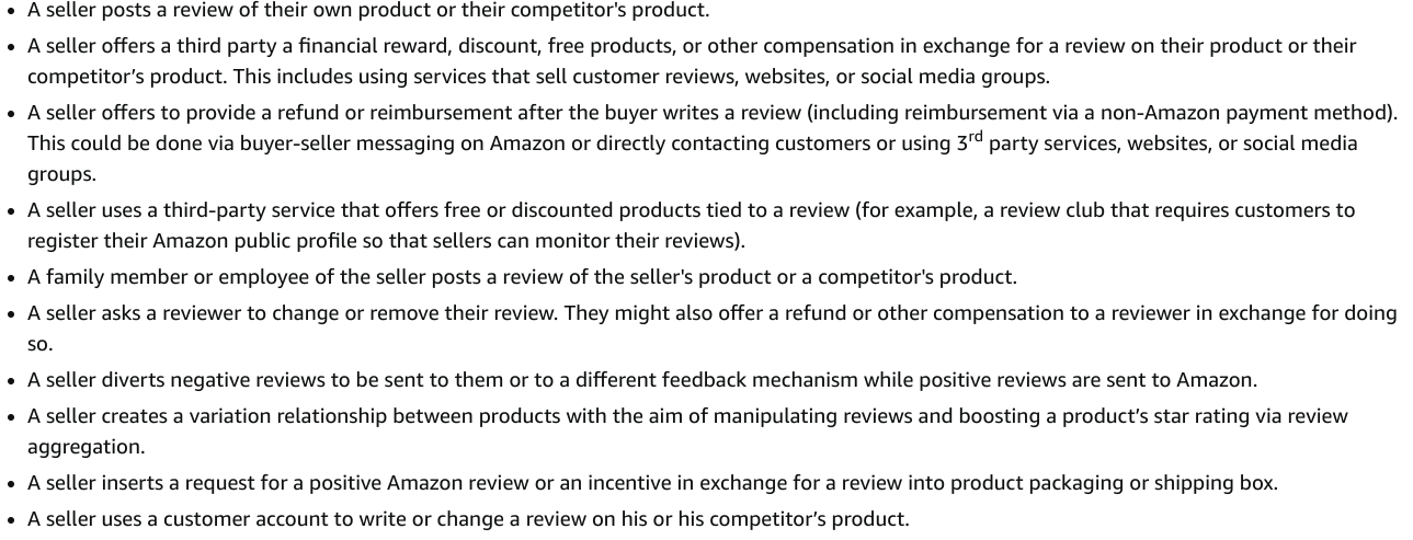 Amazon Review Policies