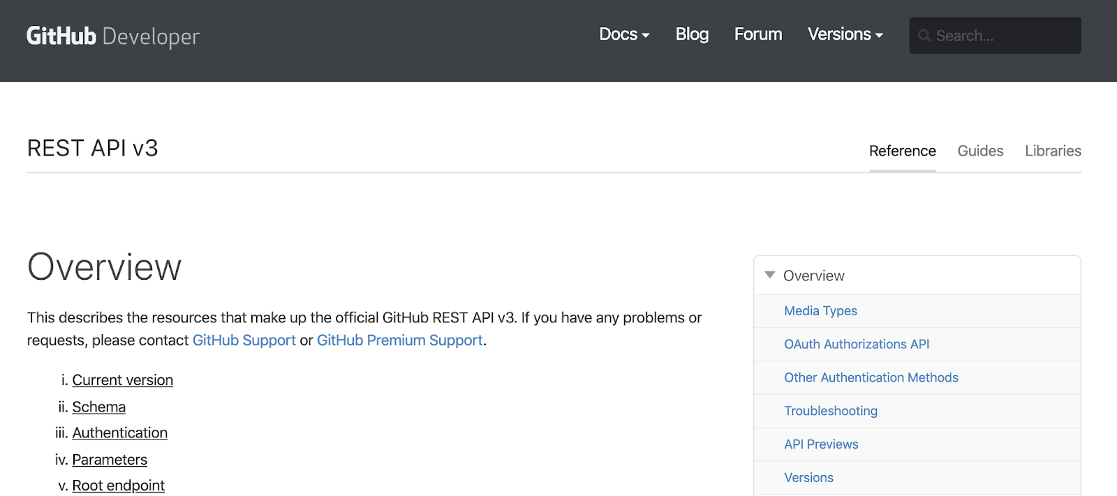 GitHub API doc