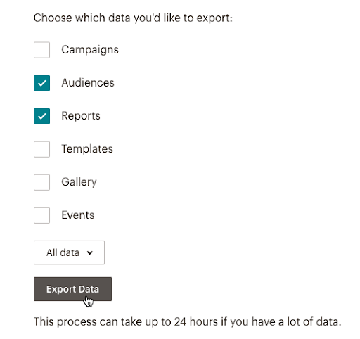 audience report export checkboxes
