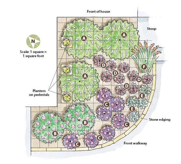 Watercolor illustration of garden planting plan: Illustration by Carlie Hamilton