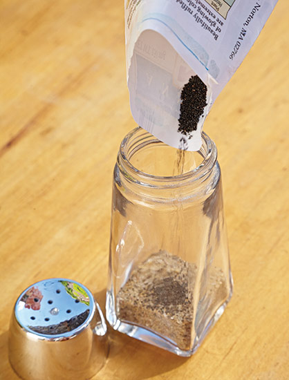 ht-ss-successfully-start-seeds-2: Storing seeds in spice jars is a great way to upcycle.