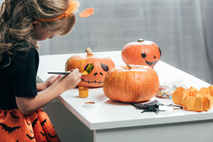 painting pumpkins for halloween